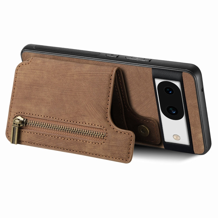 For Google Pixel 9 Pro XL Retro Leather Zipper Wallet Back Phone Case(Brown) - Google Cases by PMC TechLife | Online Shopping South Africa | PMC TechLife | Buy Now Pay Later Mobicred