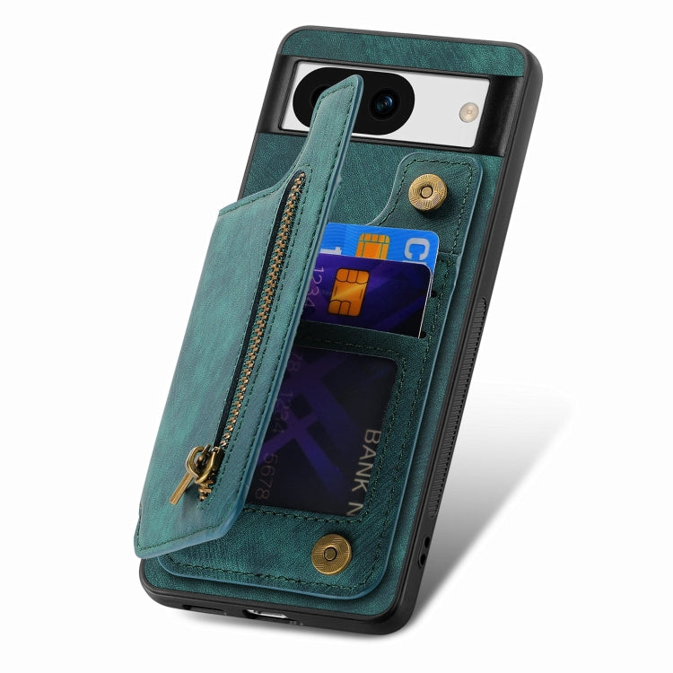 For Google Pixel 9 Pro XL Retro Leather Zipper Wallet Back Phone Case(Green) - free shipping - PMC TechLife - Order now!