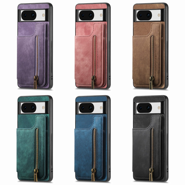 For Google Pixel 9 Pro XL Retro Leather Zipper Wallet Back Phone Case(Blue) - Google Cases by PMC TechLife | Online Shopping South Africa | PMC TechLife | Buy Now Pay Later Mobicred
