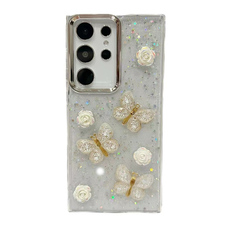For Samsung Galaxy S25 Ultra 5G Three-dimensional Butterfly Glitter TPU  Phone Case(Gold) - Galaxy S25 Ultra 5G Cases by PMC Jewellery | Online Shopping South Africa | PMC Jewellery | Buy Now Pay Later Mobicred