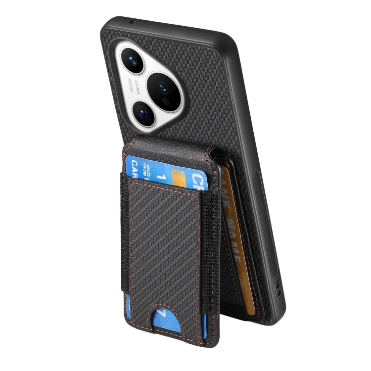 For Huawei Pura 70 Carbon Fiber Vertical Flip Wallet Stand Phone Case(Black) - Huawei Cases by PMC Jewellery | Online Shopping South Africa | PMC Jewellery | Buy Now Pay Later Mobicred