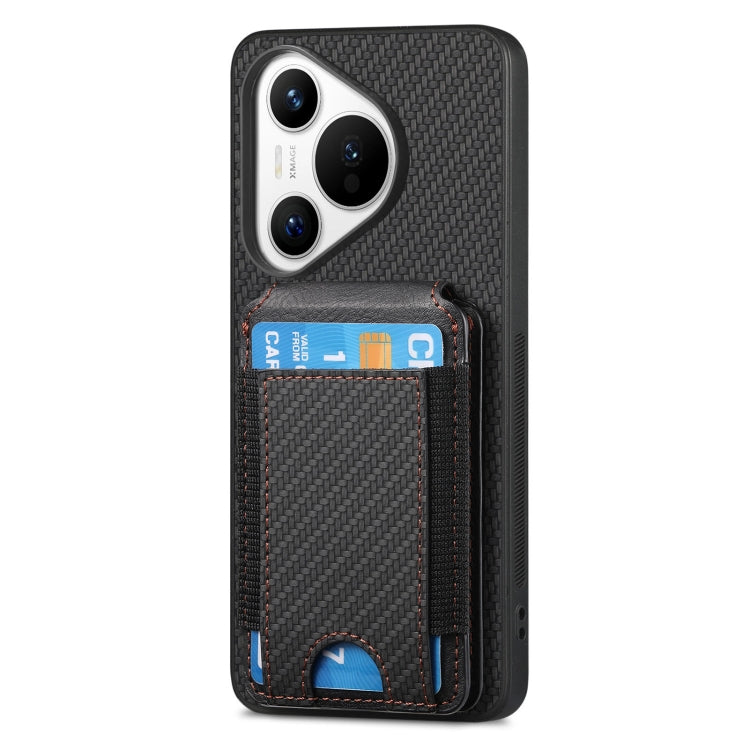 For Huawei Pura 70 Pro+ Carbon Fiber Vertical Flip Wallet Stand Phone Case(Black) - Huawei Cases by PMC Jewellery | Online Shopping South Africa | PMC Jewellery | Buy Now Pay Later Mobicred