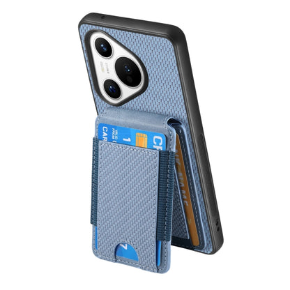 For Huawei Pura 70 Ultra Carbon Fiber Vertical Flip Wallet Stand Phone Case(Blue) - Huawei Cases by PMC Jewellery | Online Shopping South Africa | PMC Jewellery | Buy Now Pay Later Mobicred