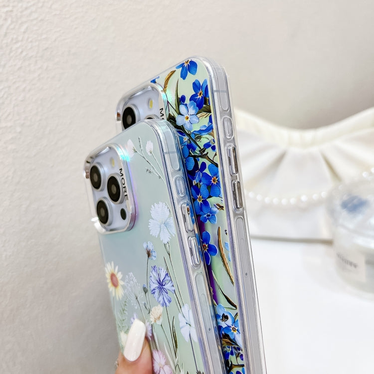 For iPhone 16 Plus Electroplating Laser Flower Phone Case with Wrist Strap(Zinnia AH9) - iPhone 16 Plus Cases by PMC TechLife | Online Shopping South Africa | PMC TechLife | Buy Now Pay Later Mobicred