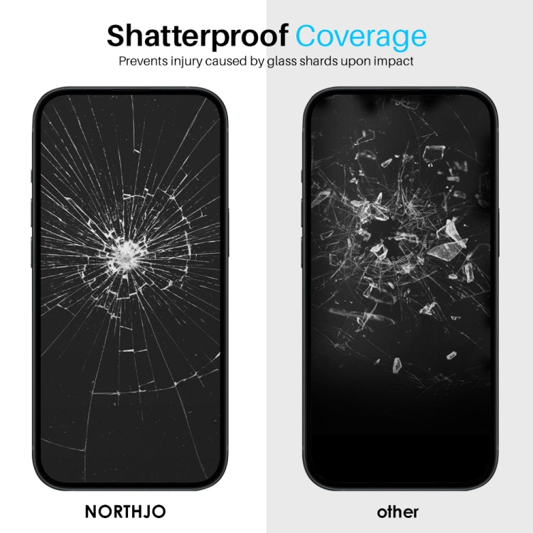 For iPhone 15 Pro NORTHJO 2pcs A++ Screen Protector Tempered Glass Film with Installation Frame - iPhone 15 Pro Tempered Glass by NORTHJO | Online Shopping South Africa | PMC Jewellery | Buy Now Pay Later Mobicred