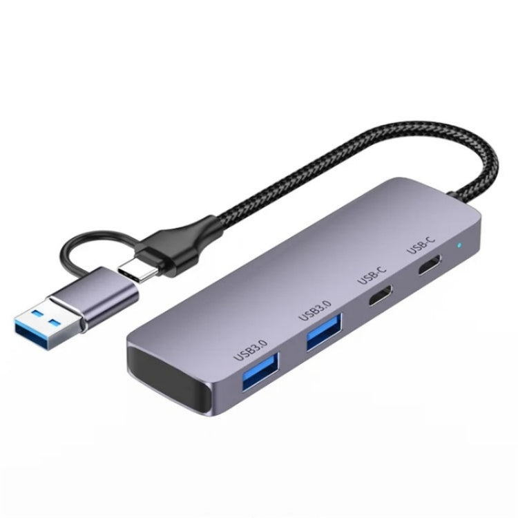 T-32C 2-in-1 Cable USB 3.0 + Type-C 4-port Hub Aluminum Alloy Docking Station - USB 3.0 HUB by PMC Jewellery | Online Shopping South Africa | PMC Jewellery | Buy Now Pay Later Mobicred