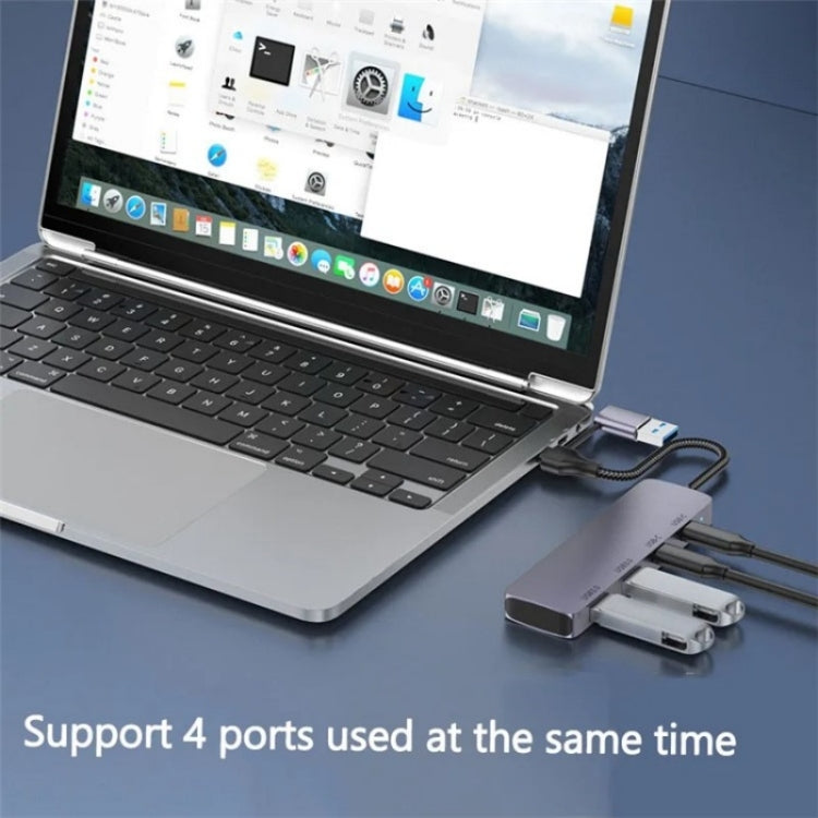 T-32C 2-in-1 Cable USB 3.0 + Type-C 4-port Hub Aluminum Alloy Docking Station - USB 3.0 HUB by PMC Jewellery | Online Shopping South Africa | PMC Jewellery | Buy Now Pay Later Mobicred