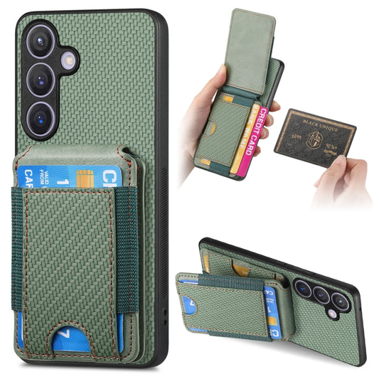 For Samsung Galaxy S24+ 5G Carbon Fiber Vertical Flip Wallet Stand Phone Case(Green) - Galaxy S24+ 5G Cases by PMC Jewellery | Online Shopping South Africa | PMC Jewellery | Buy Now Pay Later Mobicred