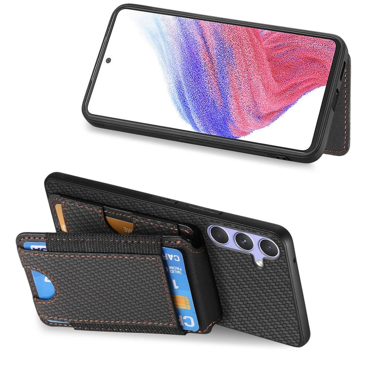 For Samsung Galaxy S25 5G Carbon Fiber Vertical Flip Wallet Stand Phone Case(Black) - Galaxy S25 5G Cases by PMC Jewellery | Online Shopping South Africa | PMC Jewellery | Buy Now Pay Later Mobicred