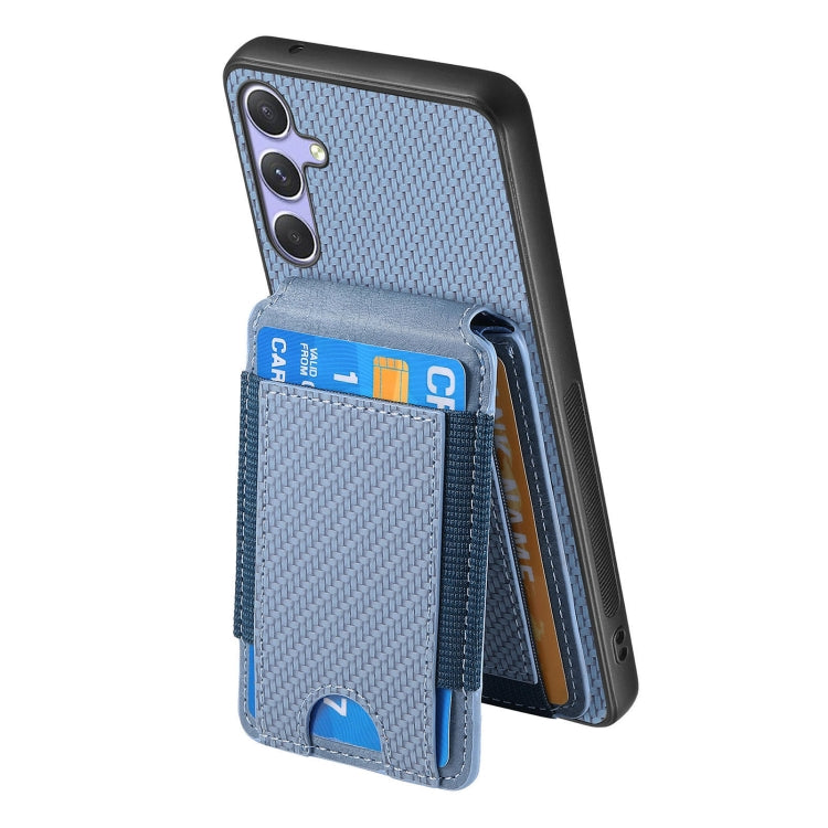 For Samsung Galaxy S25+ 5G Carbon Fiber Vertical Flip Wallet Stand Phone Case(Blue) - free shipping - PMC Jewellery - Order now!