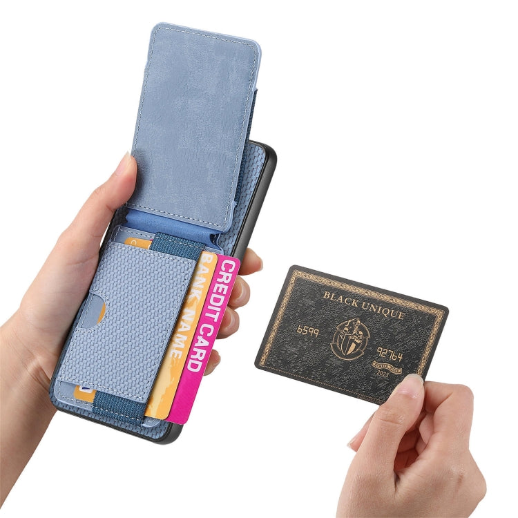 For Samsung Galaxy S25+ 5G Carbon Fiber Vertical Flip Wallet Stand Phone Case(Blue) - free shipping - PMC Jewellery - Order now!