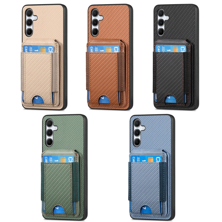 For Samsung Galaxy S25 5G Carbon Fiber Vertical Flip Wallet Stand Phone Case(Khaki) - Galaxy S25 5G Cases by PMC Jewellery | Online Shopping South Africa | PMC Jewellery | Buy Now Pay Later Mobicred