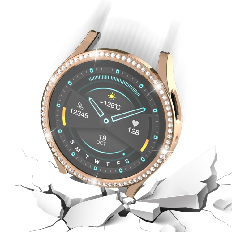 For Samsung Galaxy Watch 7 40mm Single Diamond Hollow PC Watch Protective Case(Rose Gold) - Watch Cases by PMC TechLife | Online Shopping South Africa | PMC TechLife | Buy Now Pay Later Mobicred