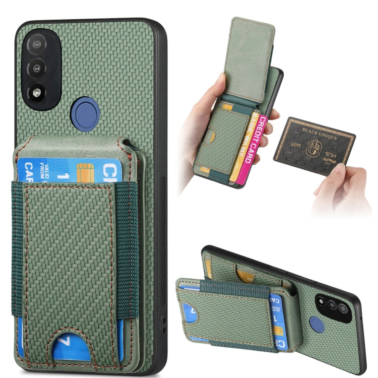 For Motorola Moto E20 / E30 Carbon Fiber Vertical Flip Wallet Stand Phone Case(Green) - Motorola Cases by PMC TechLife | Online Shopping South Africa | PMC TechLife | Buy Now Pay Later Mobicred
