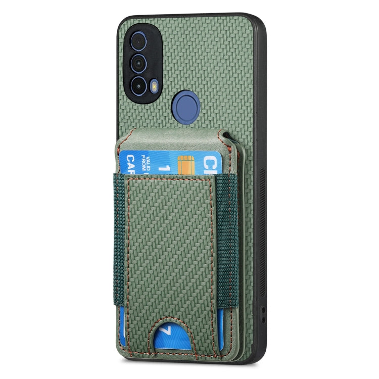 For Motorola Moto E20 / E30 Carbon Fiber Vertical Flip Wallet Stand Phone Case(Green) - Motorola Cases by PMC TechLife | Online Shopping South Africa | PMC TechLife | Buy Now Pay Later Mobicred