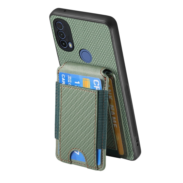 For Motorola Moto E20 / E30 Carbon Fiber Vertical Flip Wallet Stand Phone Case(Green) - Motorola Cases by PMC TechLife | Online Shopping South Africa | PMC TechLife | Buy Now Pay Later Mobicred