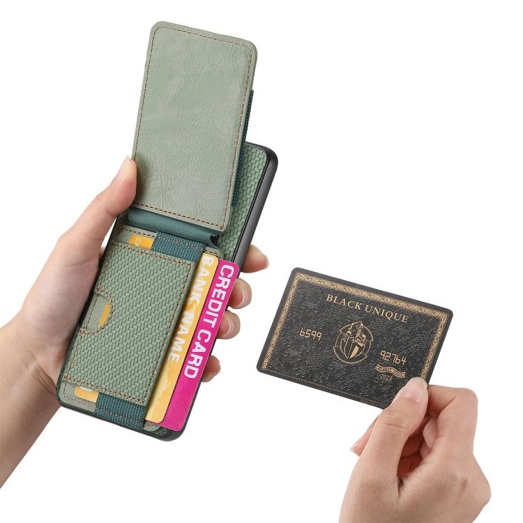 For Motorola Moto E20 / E30 Carbon Fiber Vertical Flip Wallet Stand Phone Case(Green) - Motorola Cases by PMC TechLife | Online Shopping South Africa | PMC TechLife | Buy Now Pay Later Mobicred