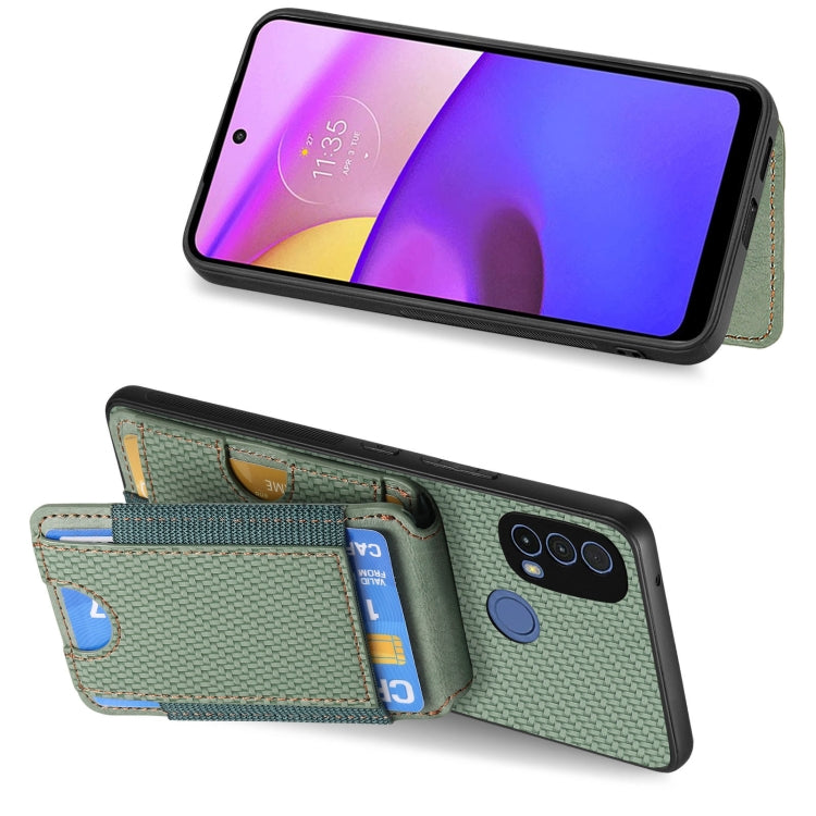 For Motorola Moto E20 / E30 Carbon Fiber Vertical Flip Wallet Stand Phone Case(Green) - Motorola Cases by PMC TechLife | Online Shopping South Africa | PMC TechLife | Buy Now Pay Later Mobicred