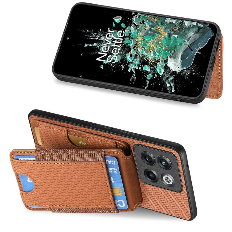 For OnePlus Nord CE3 Carbon Fiber Vertical Flip Wallet Stand Phone Case(Brown) - OnePlus Cases by PMC TechLife | Online Shopping South Africa | PMC TechLife | Buy Now Pay Later Mobicred