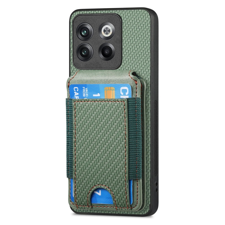 For OnePlus Nord CE3 Carbon Fiber Vertical Flip Wallet Stand Phone Case(Green) - OnePlus Cases by PMC TechLife | Online Shopping South Africa | PMC TechLife | Buy Now Pay Later Mobicred