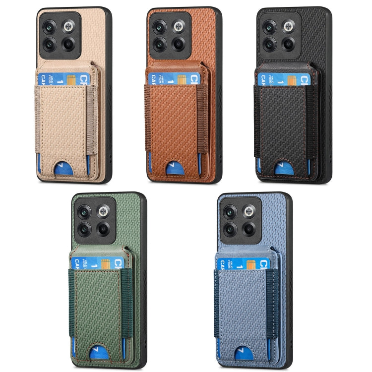 For OnePlus 12 5G Carbon Fiber Vertical Flip Wallet Stand Phone Case(Brown) - OnePlus Cases by PMC TechLife | Online Shopping South Africa | PMC TechLife | Buy Now Pay Later Mobicred