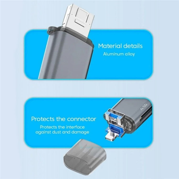 ADS-306 U-Disk Data Transfer Adapter USB / 8 Pin / Type-C Plug SD TF Card Reader - free shipping - PMC Jewellery - Order now!