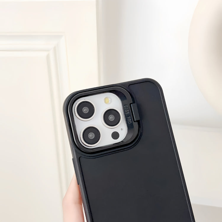 For iPhone 16 Lens Frame Holder Shockproof Phone Case(Black) - iPhone 16 Cases by PMC Jewellery | Online Shopping South Africa | PMC Jewellery | Buy Now Pay Later Mobicred