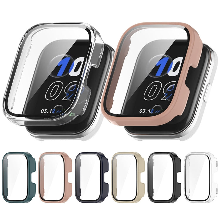 For Amazfit bip5 Unity PC + Tempered Glass Film Integrated Watch Protective Case(Sakura Pink) - Watch Cases by PMC TechLife | Online Shopping South Africa | PMC TechLife | Buy Now Pay Later Mobicred