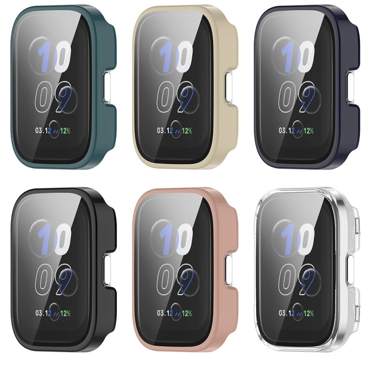 For Amazfit bip5 Unity PC + Tempered Glass Film Integrated Watch Protective Case(Sakura Pink) - Watch Cases by PMC TechLife | Online Shopping South Africa | PMC TechLife | Buy Now Pay Later Mobicred