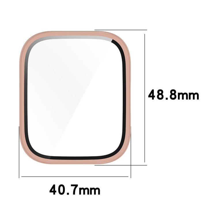 For Amazfit bip5 Unity PC + Tempered Glass Film Integrated Watch Protective Case(Ivory White) - Watch Cases by PMC TechLife | Online Shopping South Africa | PMC TechLife | Buy Now Pay Later Mobicred