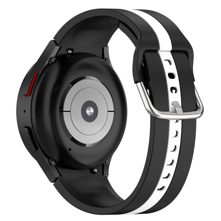 For Samsung Galaxy Watch FE 40mm Two Color Stripe Silicone Watch Band(Black White) - free shipping - PMc TechLife - Order now!