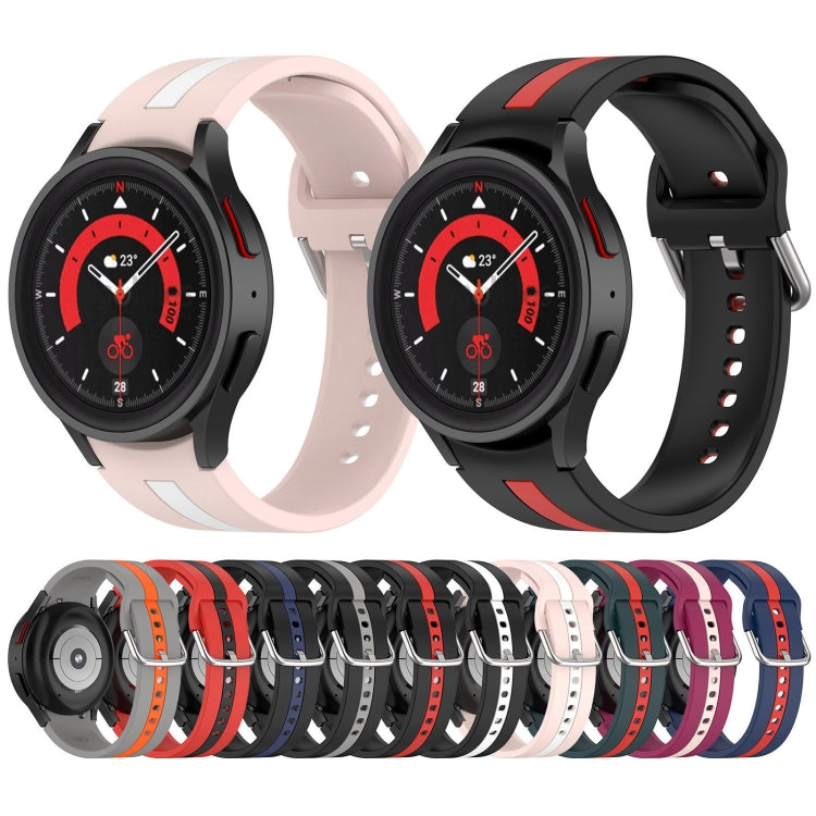For Samsung Galaxy Watch FE 40mm Two Color Stripe Silicone Watch Band(Black White) - free shipping - PMc TechLife - Order now!