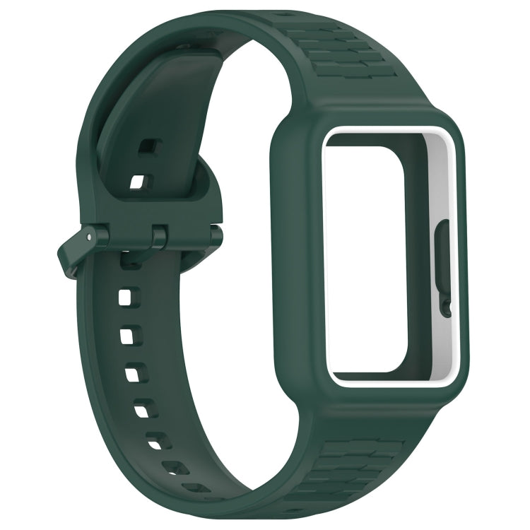 For  Huawei Band 9 NFC Two Color Frame Integrated Silicone Watch Band(Dark Green) - Watch Bands by PMc TechLife | Online Shopping South Africa | PMc TechLife | Buy Now Pay Later Mobicred