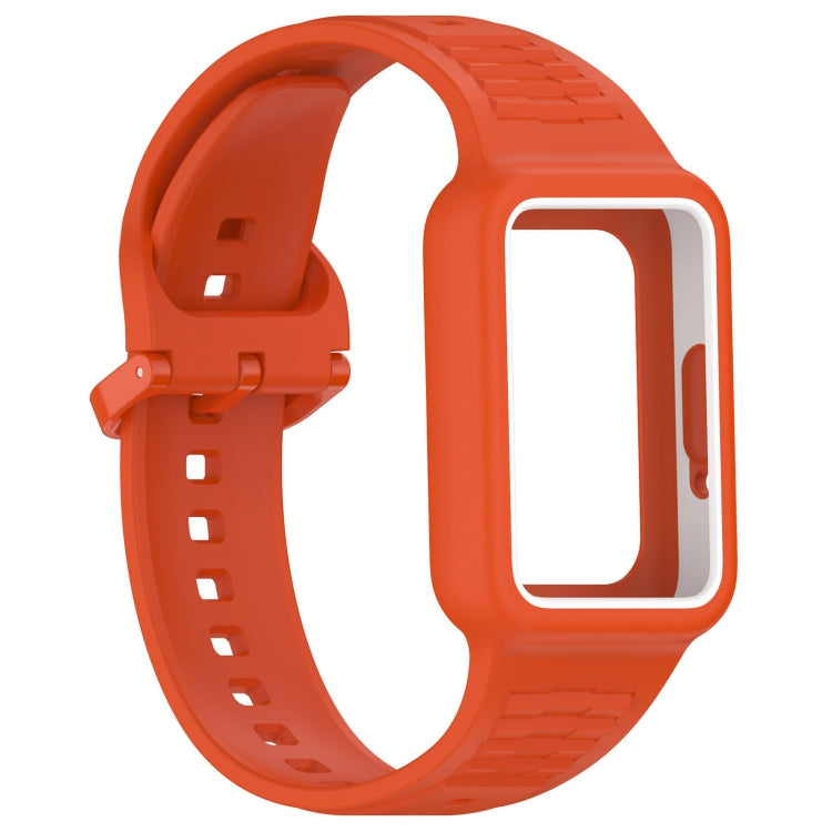 For  Huawei Band 8 Two Color Frame Integrated Silicone Watch Band(Orange) - free shipping - PMc TechLife - Order now!