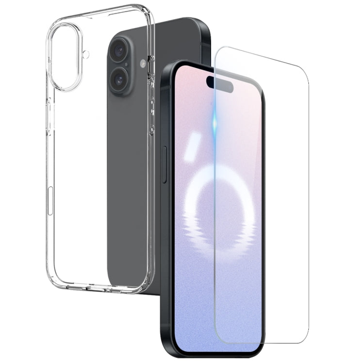 For iPhone 16 NORTHJO 2 in 1 TPU Phone Case Screen Protector Tempered Glass Film(Clear) - iPhone 16 Cases by NORTHJO | Online Shopping South Africa | PMC TechLife | Buy Now Pay Later Mobicred