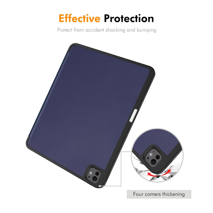 For iPad Pro 13 2024 ENKAY Tri-fold Custer Texture TPU Leather Smart Tablet Case with Pen Slot(Grey) - iPad Pro 13 2024 Cases by ENKAY | Online Shopping South Africa | PMC TechLife | Buy Now Pay Later Mobicred
