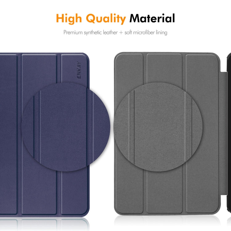 For iPad Pro 13 2024 ENKAY Tri-fold Custer Texture TPU Leather Smart Tablet Case with Pen Slot(Grey) - iPad Pro 13 2024 Cases by ENKAY | Online Shopping South Africa | PMC TechLife | Buy Now Pay Later Mobicred