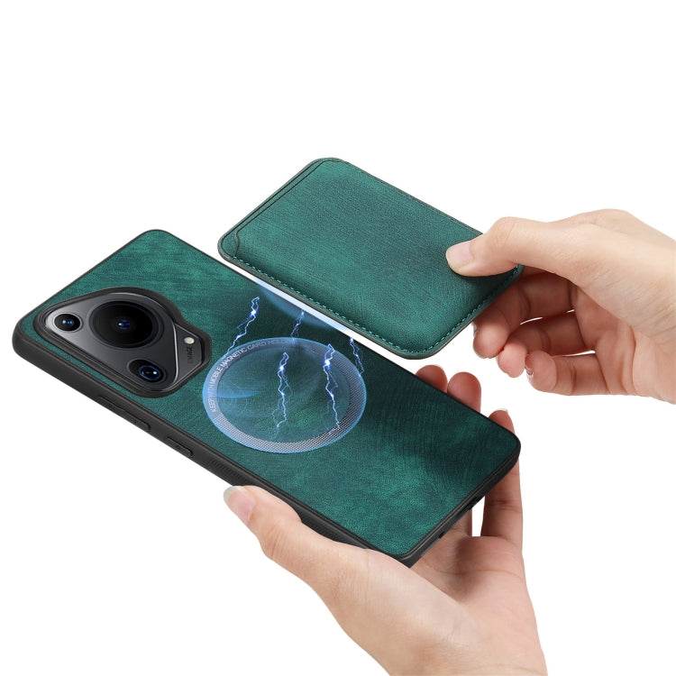 For Huawei Pura 70 Retro Leather Card Bag Magnetic Phone Case(Green) - Huawei Cases by PMC Jewellery | Online Shopping South Africa | PMC Jewellery | Buy Now Pay Later Mobicred