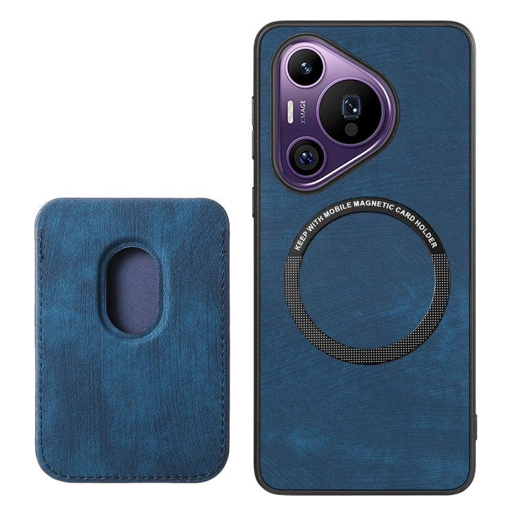 For Huawei Pura 70 Pro+ Retro Leather Card Bag Magnetic Phone Case(Blue) - free shipping - PMC Jewellery - Order now!