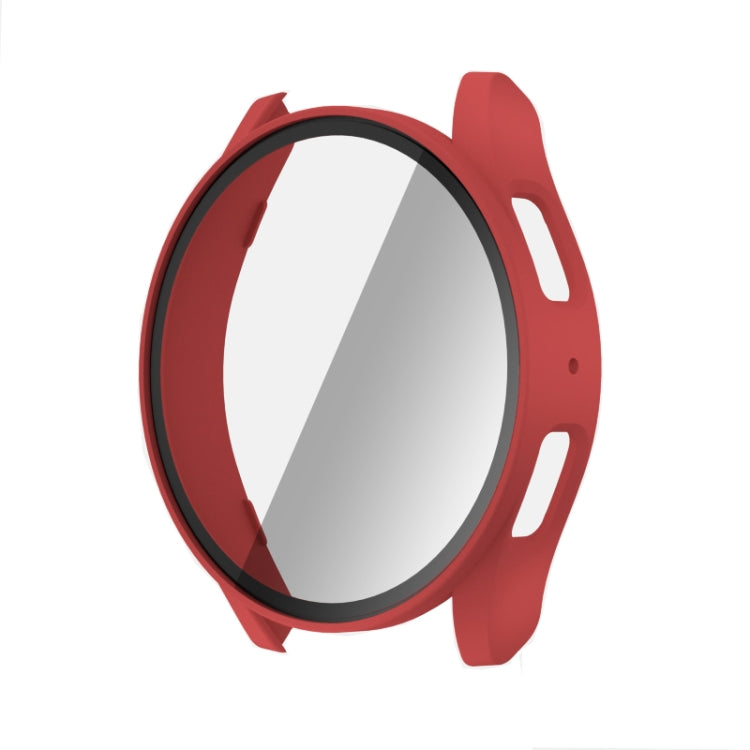 For Samsun Galaxy Watch 7 44mm PC + Tempered Film Integrated Watch Protective Case(Red) - Watch Cases by PMC TechLife | Online Shopping South Africa | PMC TechLife | Buy Now Pay Later Mobicred