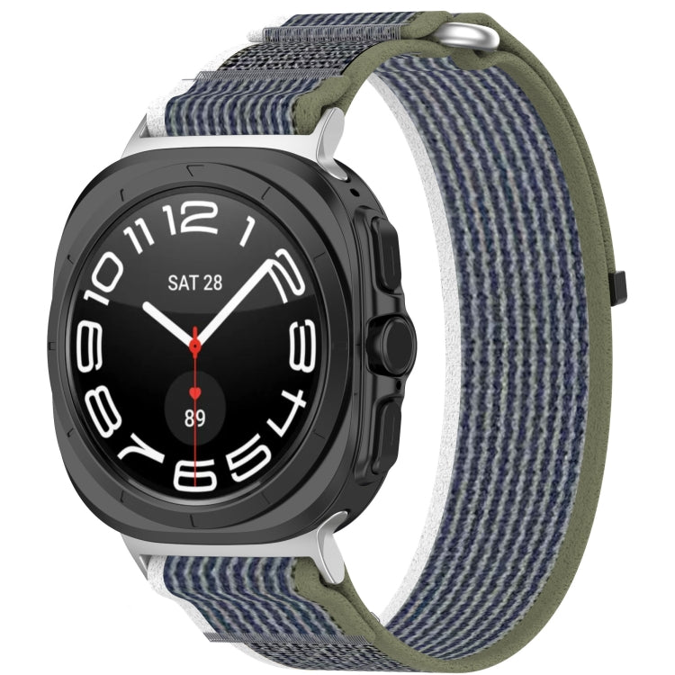 For Samsung Galaxy Watch Ultra 47mm Hook and Loop Fastener Loop Nylon Watch Band(Green+Grey) - Watch Bands by PMC Jewellery | Online Shopping South Africa | PMC Jewellery | Buy Now Pay Later Mobicred