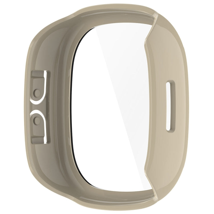 For Fitbit Ace LTE  PC + Tempered Glass Film Integrated Watch Protective Case(Ivory White) - Watch Cases by PMC TechLife | Online Shopping South Africa | PMC TechLife | Buy Now Pay Later Mobicred