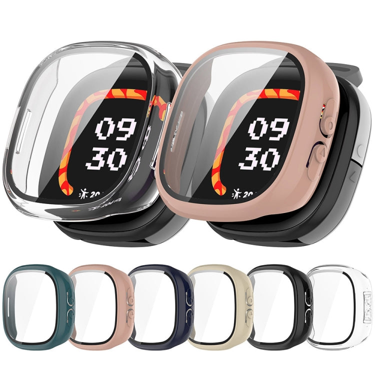 For Fitbit Ace LTE  PC + Tempered Glass Film Integrated Watch Protective Case(Ivory White) - Watch Cases by PMC TechLife | Online Shopping South Africa | PMC TechLife | Buy Now Pay Later Mobicred
