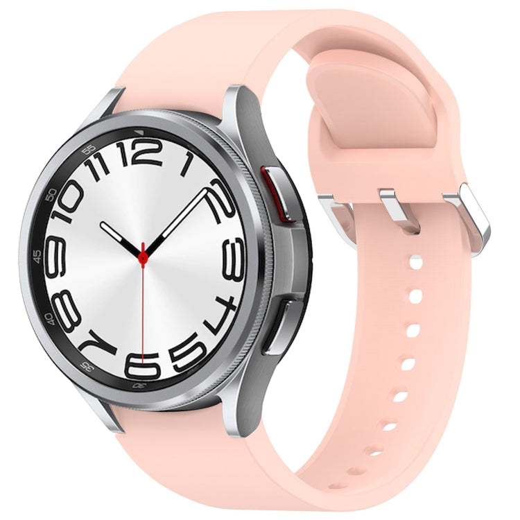 For Samsung Galaxy Watch 6 Classic 47mm Solid Color Silver Buckle Quick Release Silicone Watch Band(Pink) - free shipping - PMC TechLife - Order now!