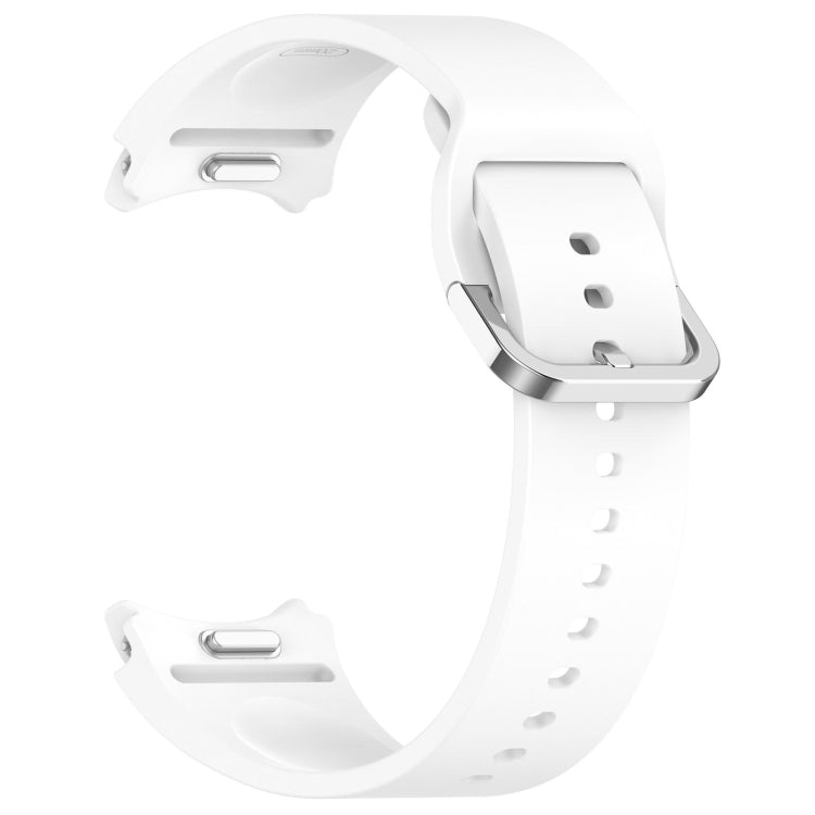 For Samsung Galaxy Watch 5  40mm Solid Color Silver Buckle Quick Release Silicone Watch Band(White) - free shipping - PMC TechLife - Order now!