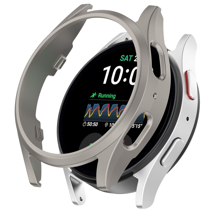 For Sansung Galaxy Watch 7 44mm Half Pack Hollow PC Watch Protective Case(Titanium Steel Color) - Watch Cases by PMC TechLife | Online Shopping South Africa | PMC TechLife | Buy Now Pay Later Mobicred