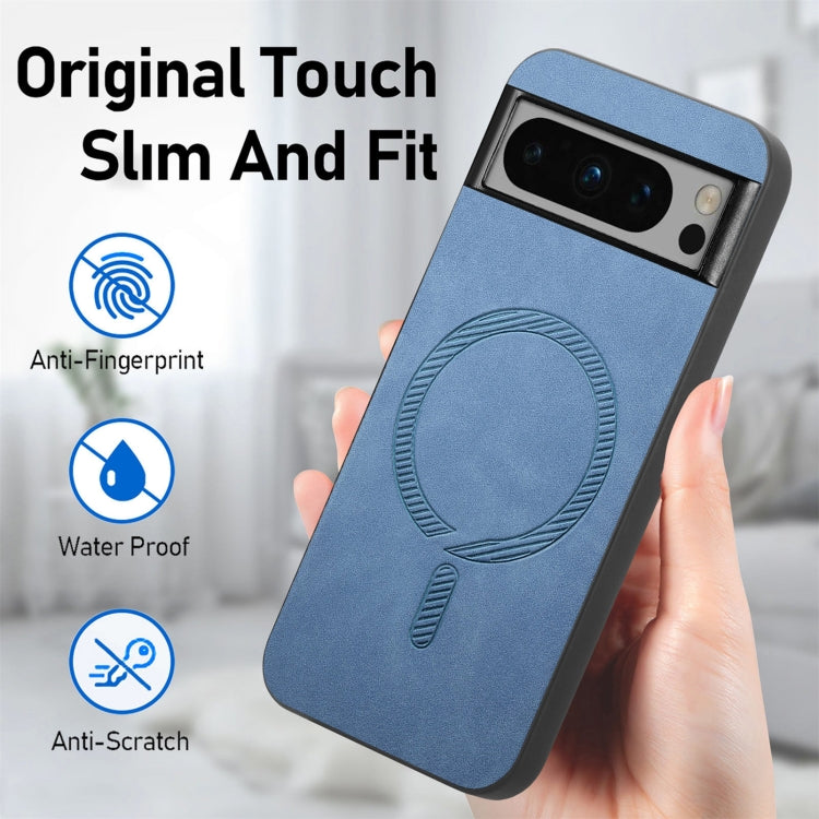 For Google Pixel 9 Pro XL Retro Magsafe Magnetic PU Back Cover Phone Case(Blue) - Google Cases by PMC TechLife | Online Shopping South Africa | PMC TechLife | Buy Now Pay Later Mobicred