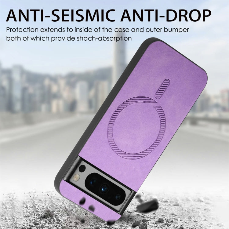 For Google Pixel 9 / 9 Pro Retro Magsafe Magnetic PU Back Cover Phone Case(Purple) - Google Cases by PMC TechLife | Online Shopping South Africa | PMC TechLife | Buy Now Pay Later Mobicred