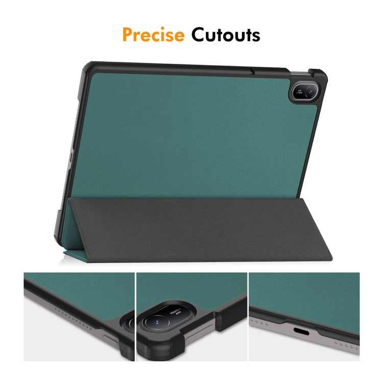 For Huawei MatePad SE 11 2024 ENKAY Tri-fold Custer Texture Platic Leather Tablet Case(Black) - free shipping - PMC Jewellery - Order now!