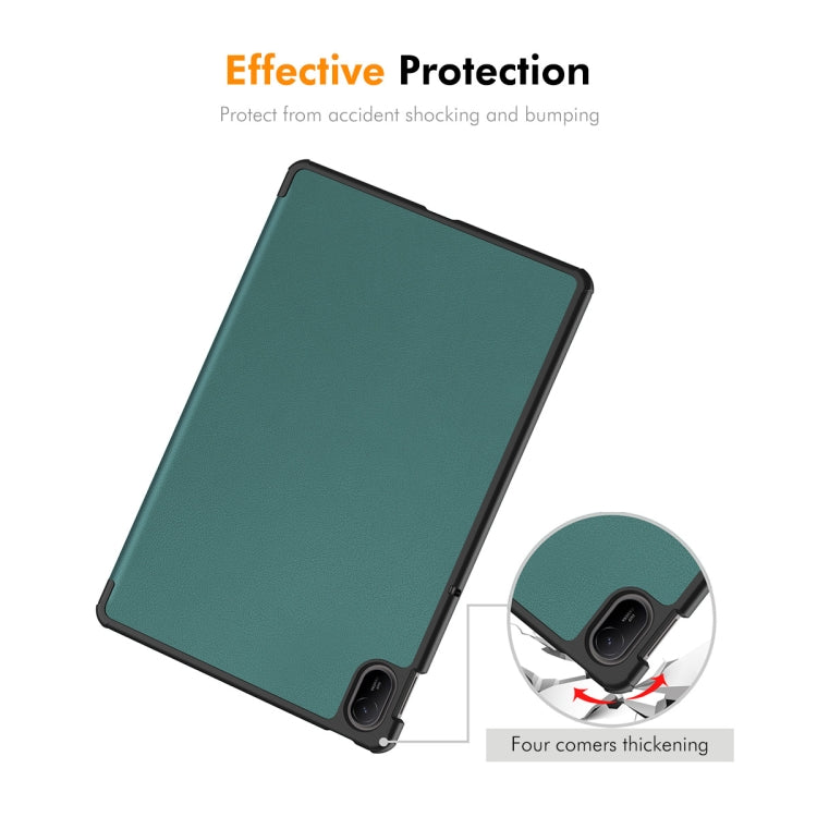 For Huawei MatePad SE 11 2024 ENKAY Tri-fold Custer Texture Platic Leather Tablet Case(Dark Blue) - free shipping - PMC Jewellery - Order now!